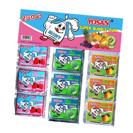 

PERMEN KARET YOSAN SACHET 24PCS / SUPER BUBBLE GUM / PERMEN KARET JADUL / MAKANAN JADUL