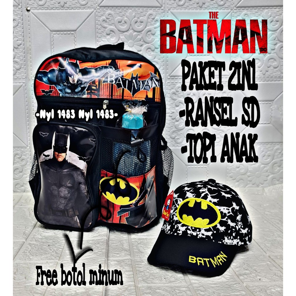 KSO_BAG - Tas Ransel Anak LakiLaki  2IN1 Terbaru 2021 Kekinian Backpack Carakter BATMAN Termurah