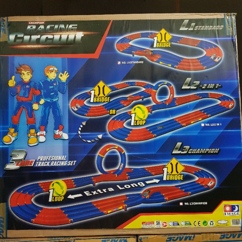 TREK ARENA JALANAN TAMIYA 3 JALUR SET TRACK IMAGE (L1 STANDARD PINDAH JALUR)