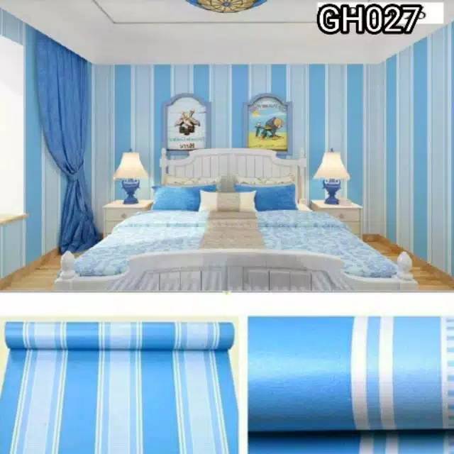 Wallpaper dinding salur biru
