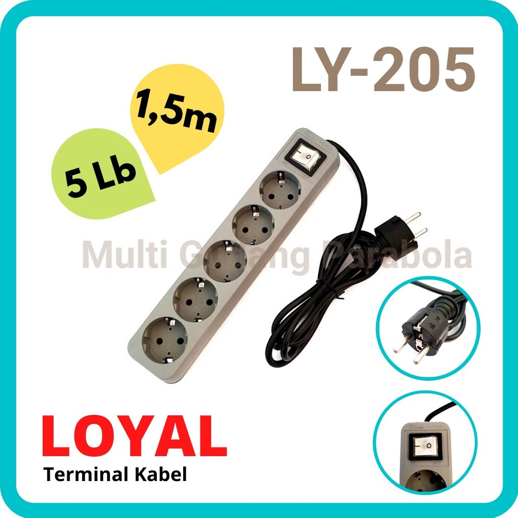 Terminal Stop kontak 5 lb plus Kabel 1,5 Meter Loyal Osaka LY 205 SNI