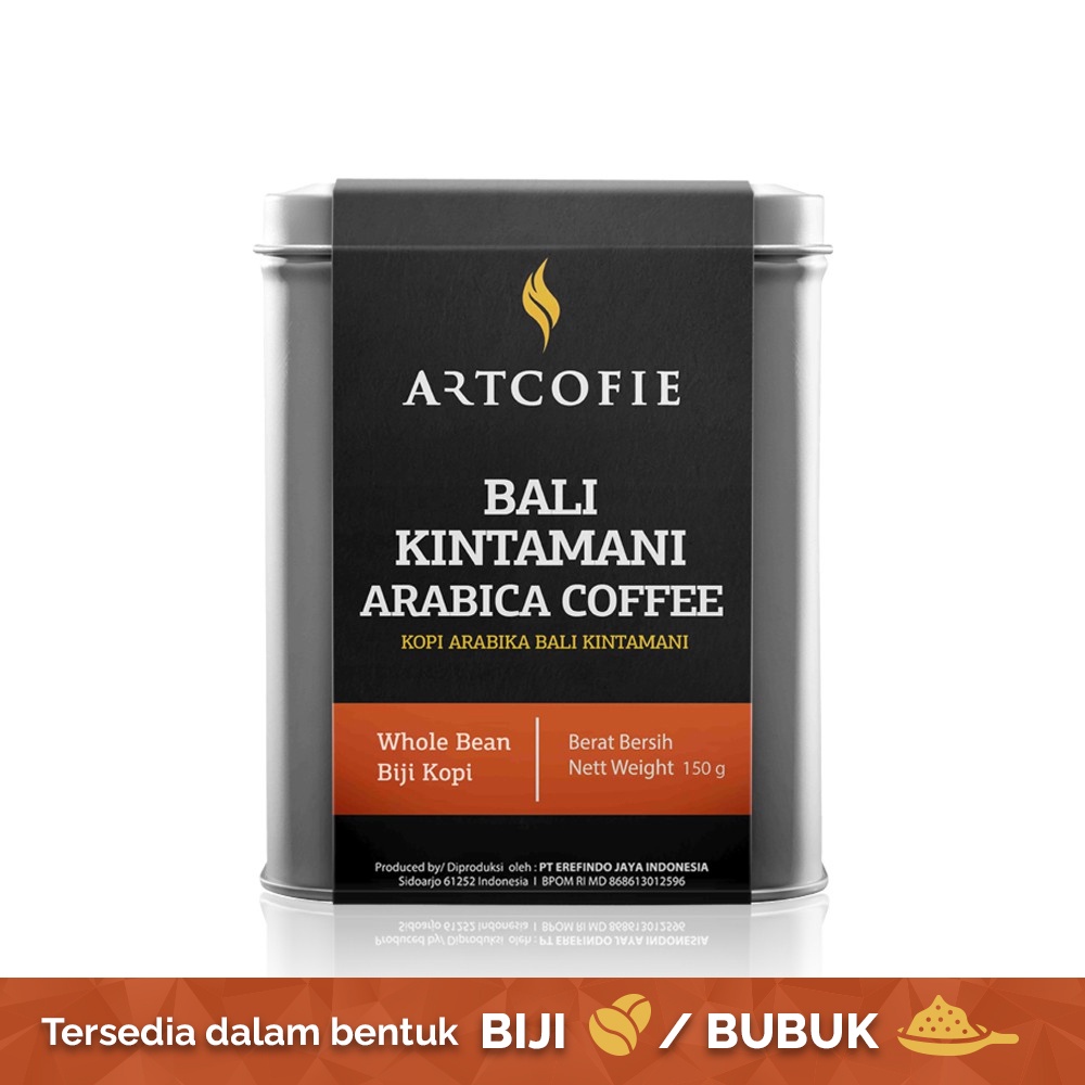 

Artcofie Kopi Bali Kintamani Arabica Tin Box Biji / Bubuk 150gr Artcofie