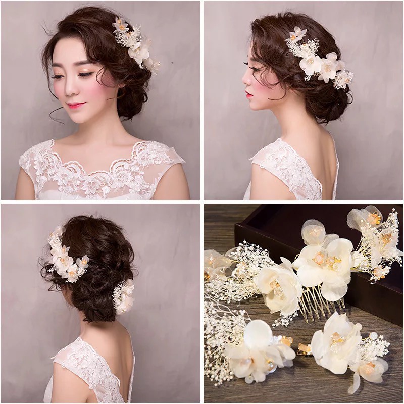 white flower wedding hair accessories