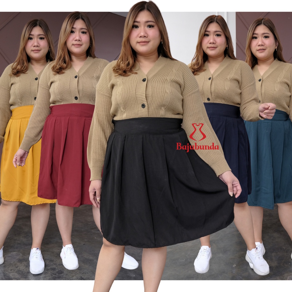 BAJUBUNDA Rok Midi Big Size Polos / Jumbo Midi Skirt / Rok Jumbo