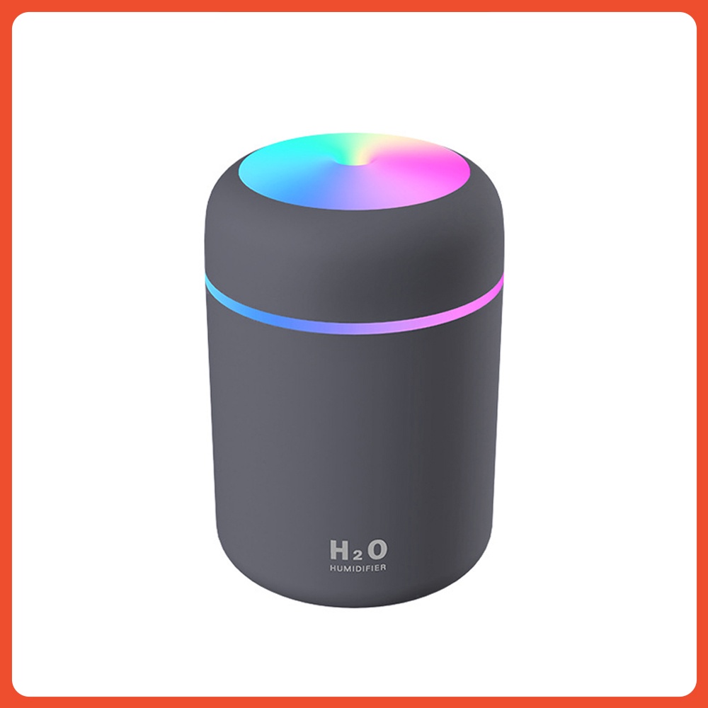 Humidifier Diffuser Berwarna-Warni LED Light Hening Purifier Pelembab Udara 300ML-Hitam