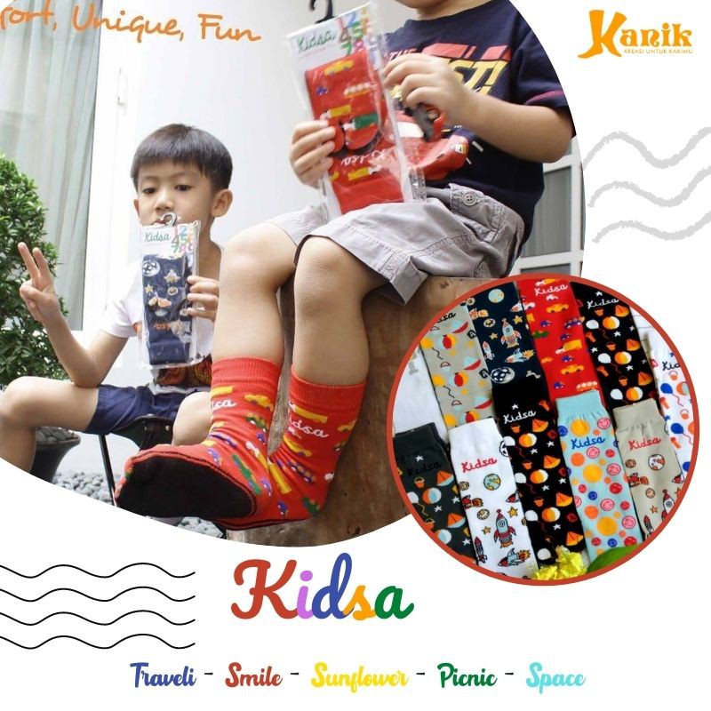 Kaos Kaki Anak Jempol Motif Telapak Hitam - Kanik Kidsa