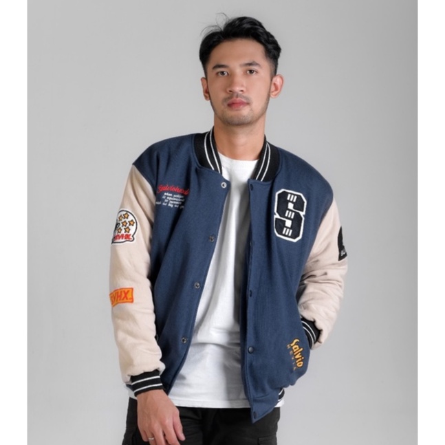 JAKET PRIA - JAKET BOMBER PRIA - JAKET VARSITY - JAKET SALVIO HEXIA-ZADE COMBO RED