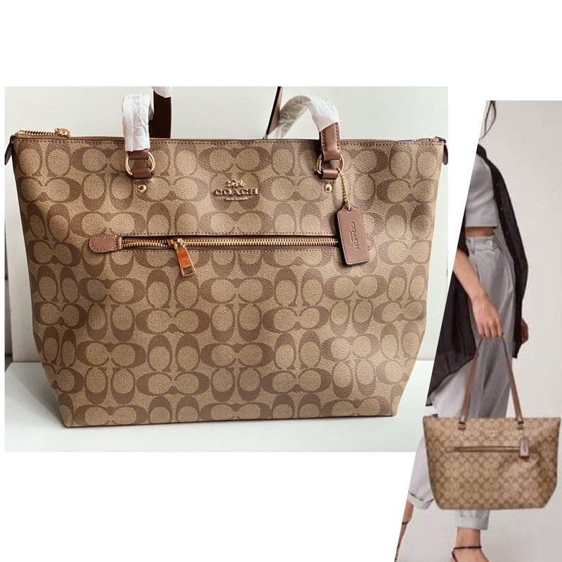 Coach F79609 Gallery Tote Signature Khaki/Saddle