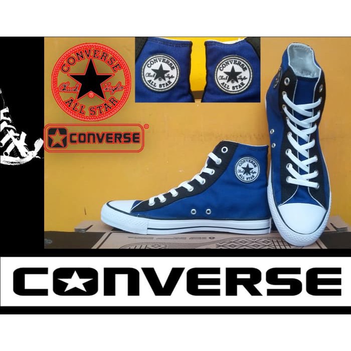SEPATU CONVERSE ALL STAR HIGH BIRU EYELET HITAM + BOX GRADE ORIGINAL