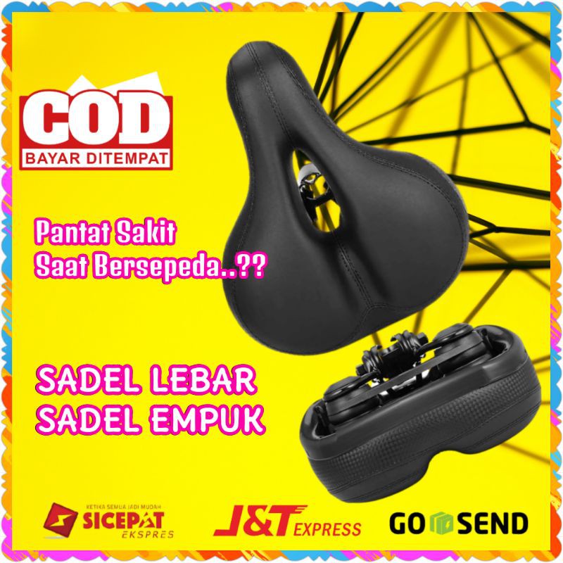 TaffSPORT Sadel Sepeda MTB Empuk Balap Lipat Lebar Fixie Sadel Sepeda Shock Absorber Big Butt