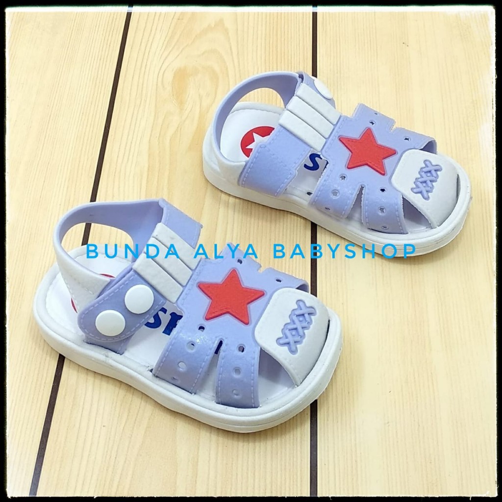 Sendal Anak Laki Laki IMPORT Usia 6 Bulan 1 2 Tahun BIRUMUDA - Sepatu Sandal Anak Cowok Bintang Lentur Alas Karet Anti Licin