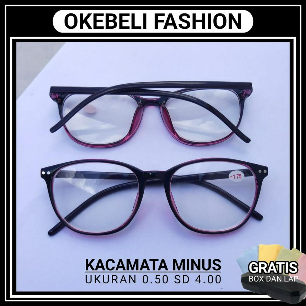 KACAMATA MINUS TERBARU MODEL TRENDY PRIA WANITA MNUS -0.50 S/D -4.00 FREEBOX DAN LAP