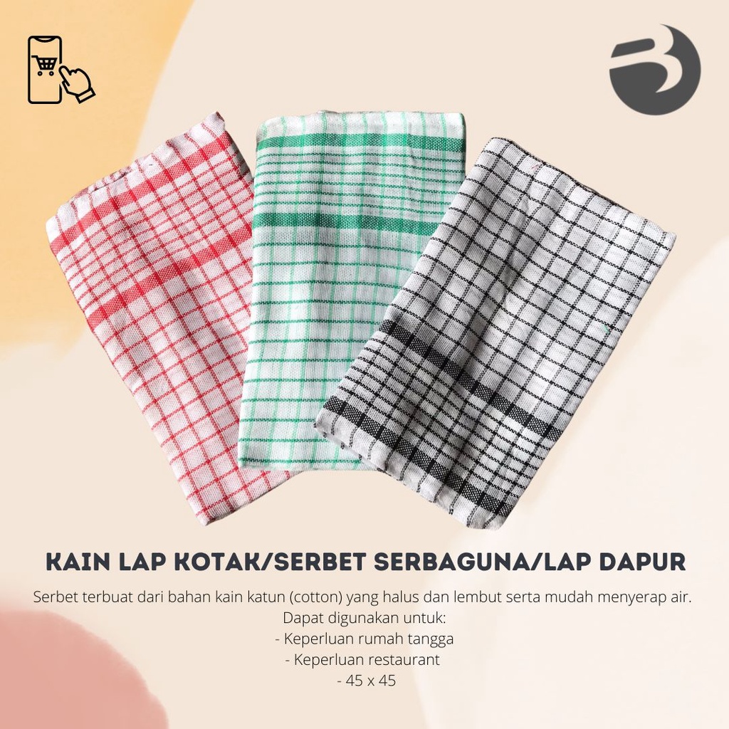 kain lap kotak/serbet serbaguna/lap dapur