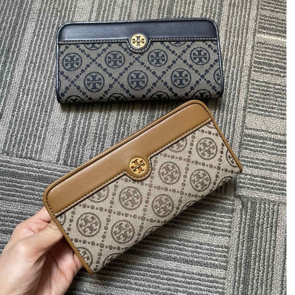 88708 DOMPET WANITA TB T MONOGRAM JACQUARD ACCORDION LONG WALLET TORY CANVAS