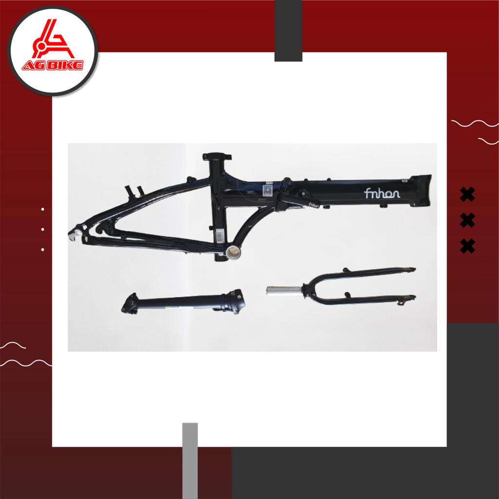 Frame Fork plus Handlepost Fnhon Blast V Brake 20 22 inch Warna Hitam Glossy Alloy Hitam Mengkilat