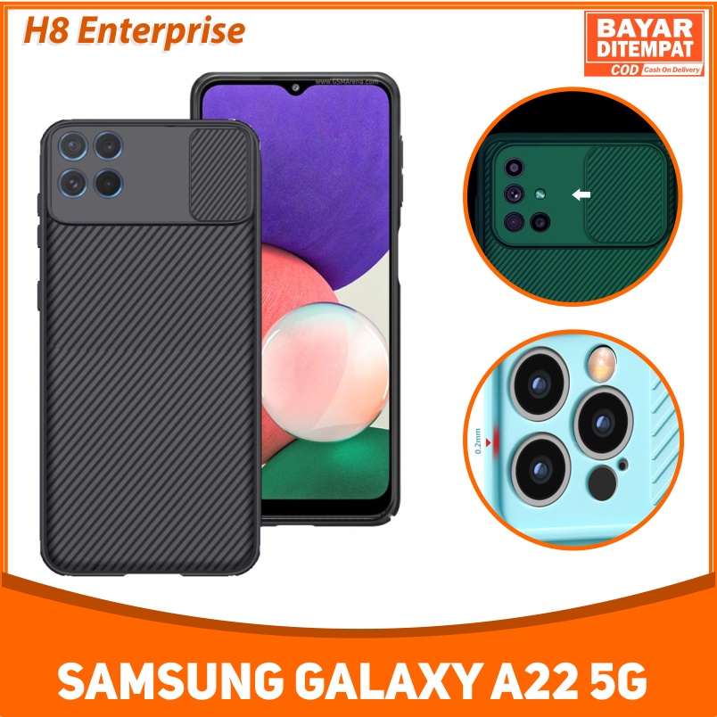 Case Samsung A22 5G Slide cover square pust pull with Cam Shield PC Slide Melindungi Kamera Privasi Penutup Belakang