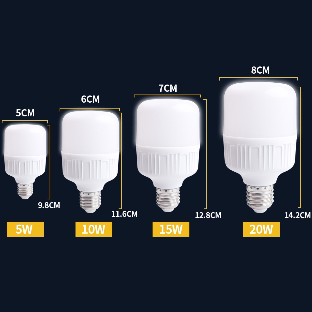 Bohlam Lampu Sorot LED E27 5 / 10 / 15 / 20W Super Terang Hemat Energi Untuk Kamar Tidur / Ruang Tamu