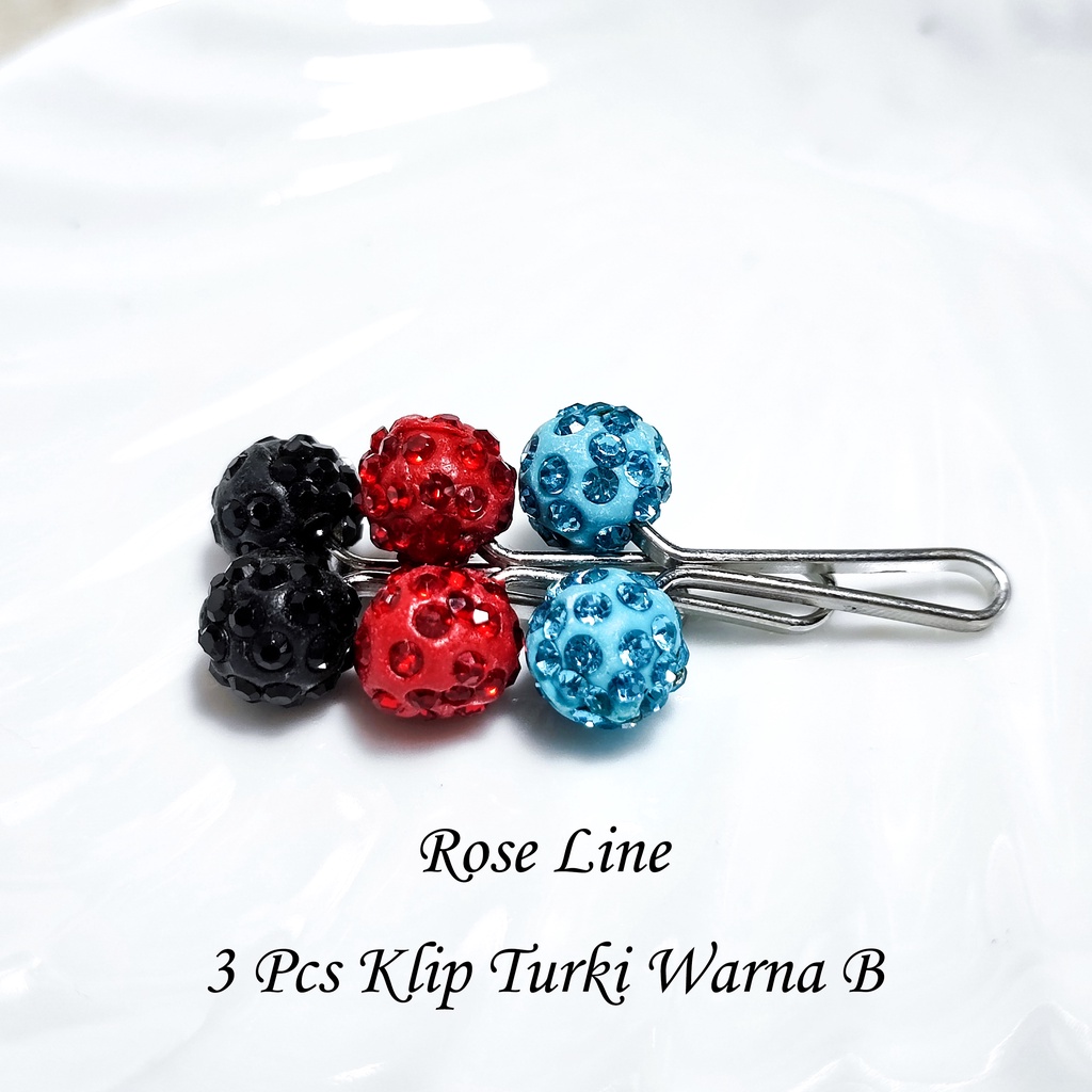 Klip Turki Premium Warna-Warni Isi 3 Pcs