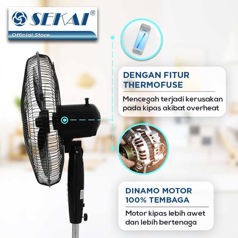 SEKAI Stand Fan / Kipas Angin 16 inch SFN1620 SFN 1620 Free Bubble