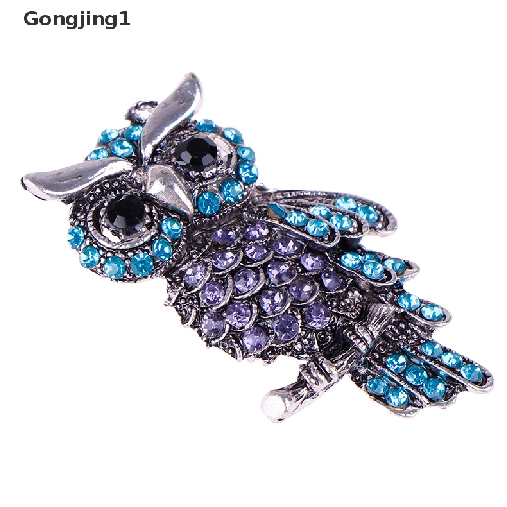 Gongjing1 Bros Bentuk Burung Hantu Bahan Zinc Alloy Aksen Berlian Imitasi Untuk Wanita