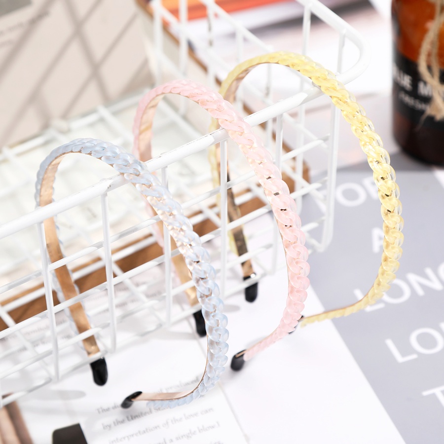 Headband Rantai Akrilik Alloy Tipis Warna-Warni Gaya Korea Untuk Wanita