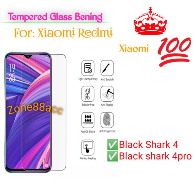 Xiaomi Black Shark 4 4pro pro Antigores Bening Tempered Glass Screen Guard protector TG