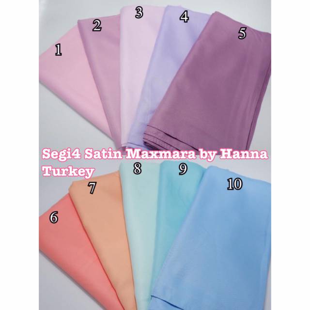 Jilbab Segiempat Satin Maxmara Polos Hanna Turkey / Square Satin Maxmara Import Plain Hanna Turkey