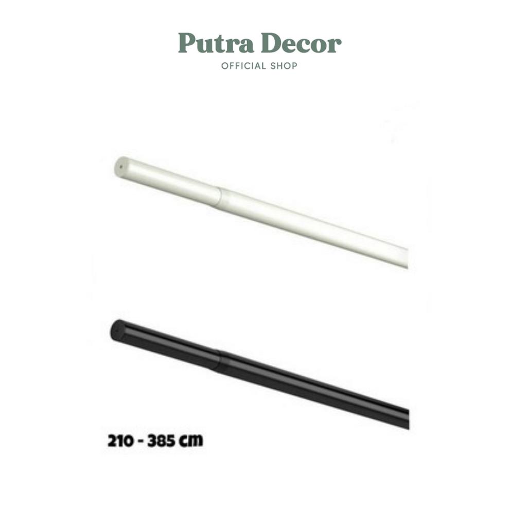 IKEA HUGAD Batang tirai 210-385 cm, Putih Hitam Silver