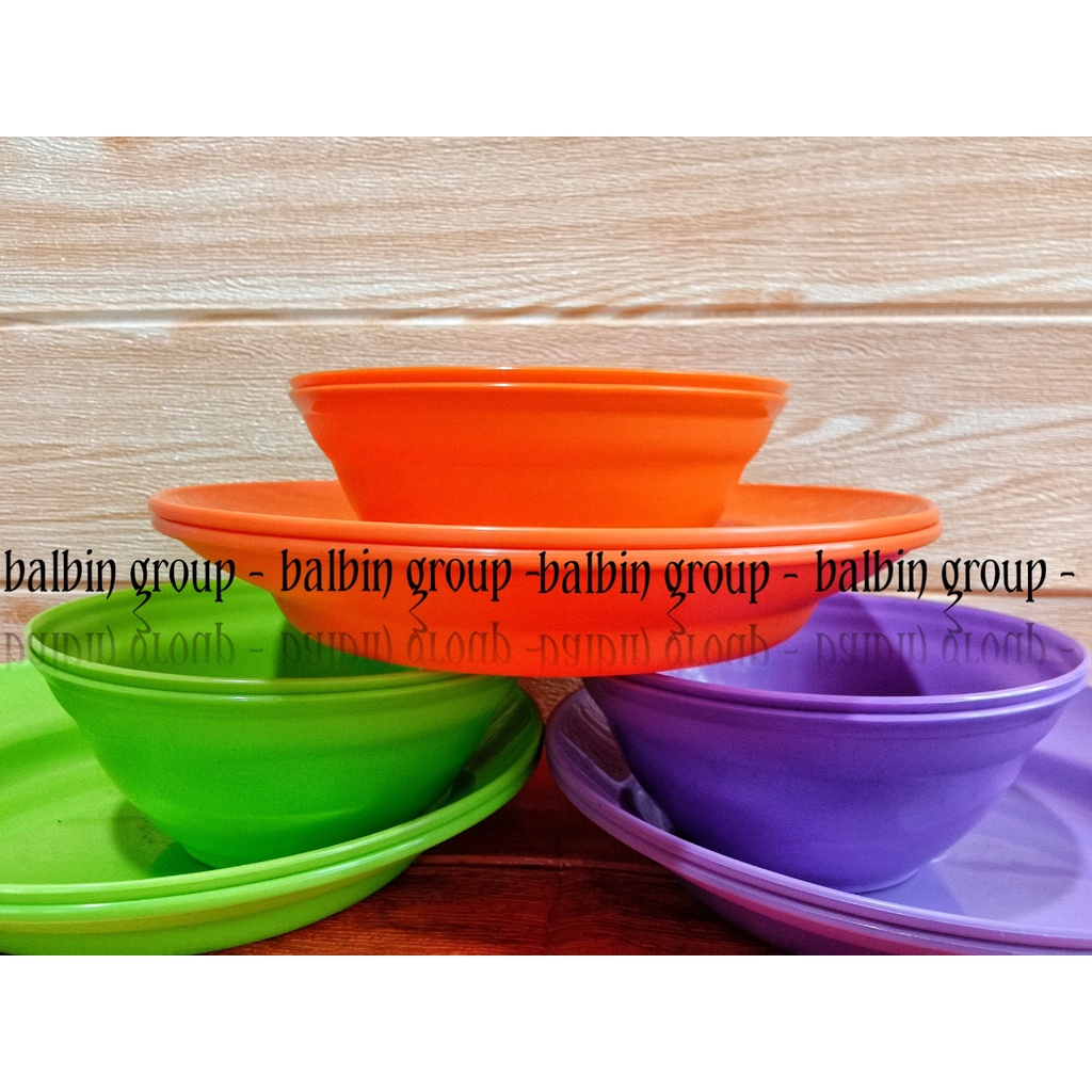 [balbin]paket ceria isi 6pcs piring makan 3 &amp; mangkuk 3 -multi warna best qualty