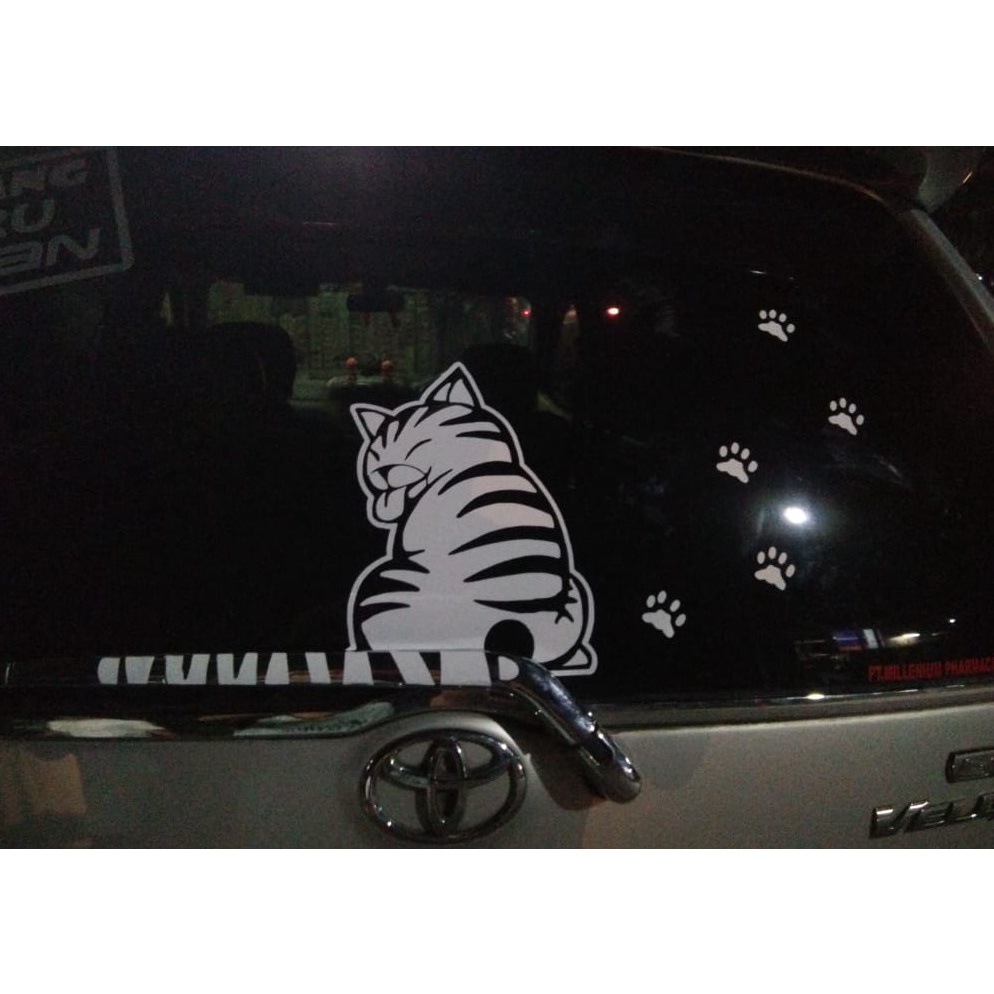 Stiker Kaca Belakang Mobil Motif Kucing Cutting Sticker Lucu