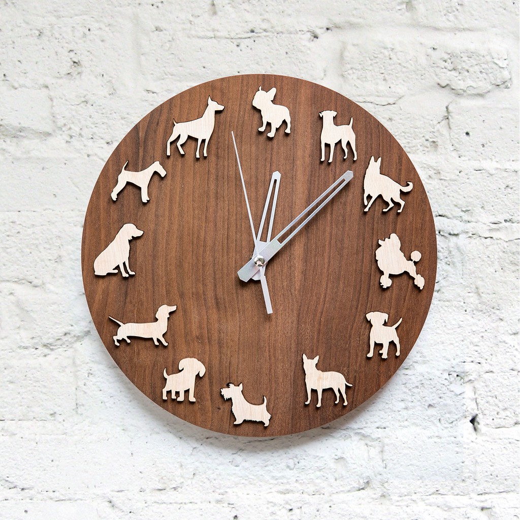 Dog Themed Wooden Wall Clock Shopee Indonesia