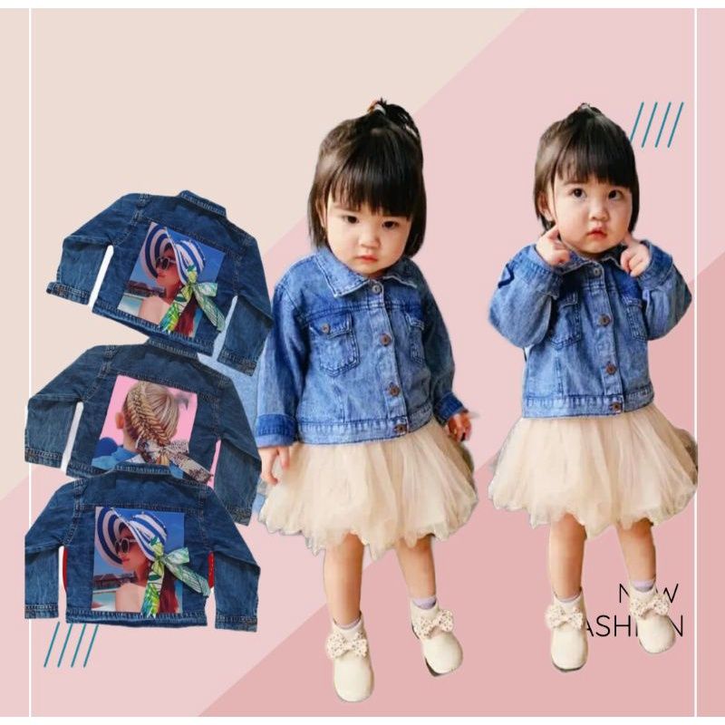 Jaket jeans 3D pita anak perempuan