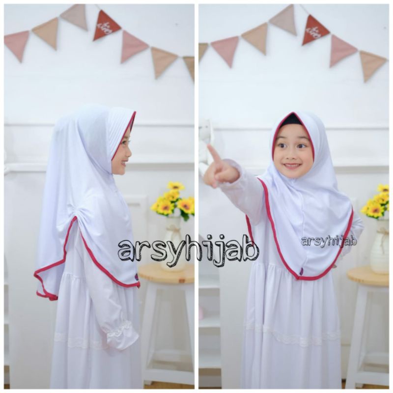 jilbab anak sekolah sd / kerudung anak kerut penguin 6-10thn