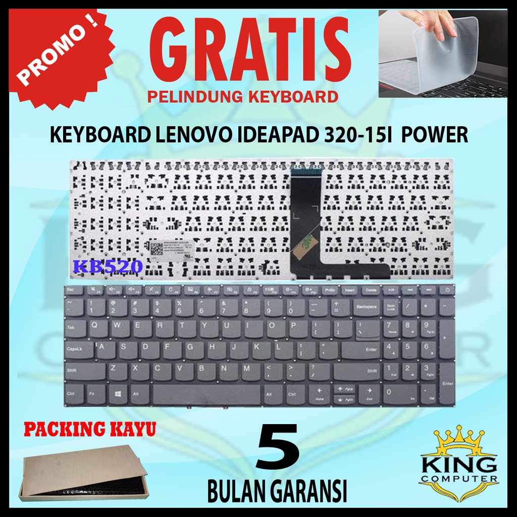 Keyboard Lenovo Ideapad 310-15 Series Tombol Power FREE PACKING KAYU