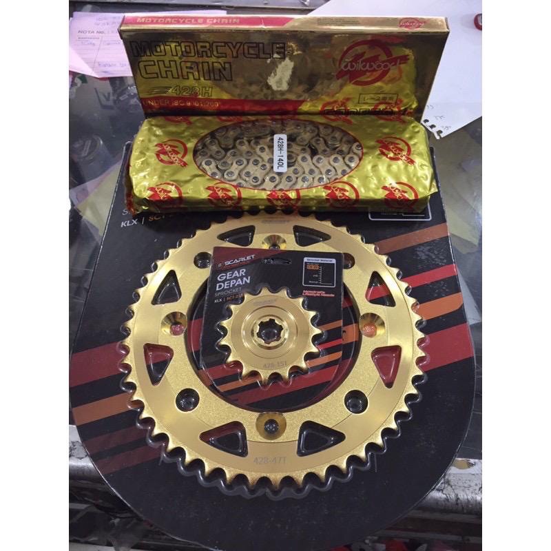 Jual gear gir paket set supermoto harian klx 150 d tracker 150 scarlet