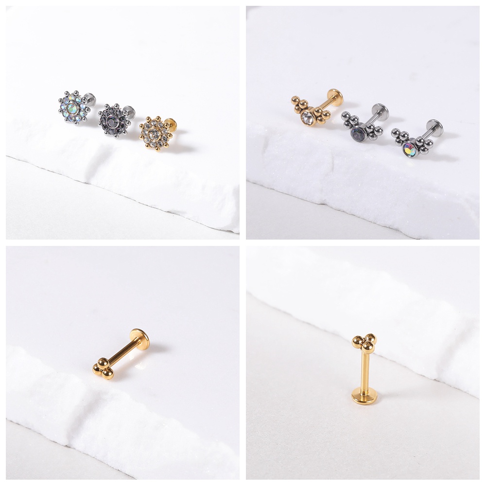 1pc Anting Tindik Bibir / Tulang Rawan Telinga Bahan Stainless Steel Warna Emas