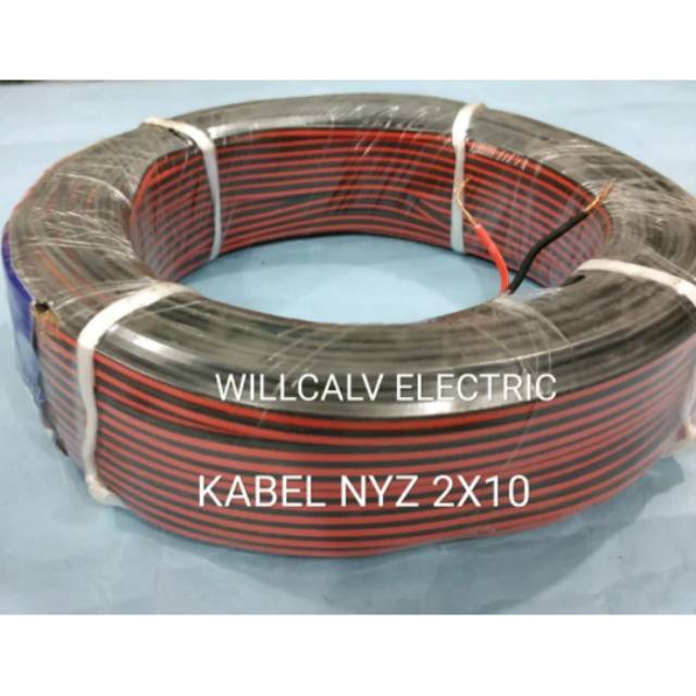 KABEL NYZ 2X10 - KABEL SERABUT NYZ 2X10 - KABEL MERAH HITAM ISI 2 2X10 - KABEL SERABUT 2X10 PER ROLL