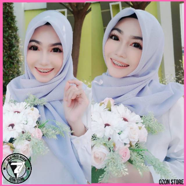 Kerudung Segi Empat Bella Square Hijab Jilbab Polycotton Daily Hijab Simple - ABU MUDA