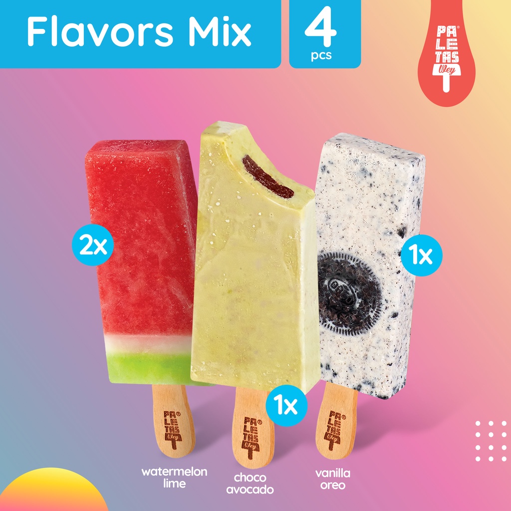 

Es Krim Paletas Wey 1 Choco Avocado, 1 Vanilla Oreo & 2 Watermelon Lime