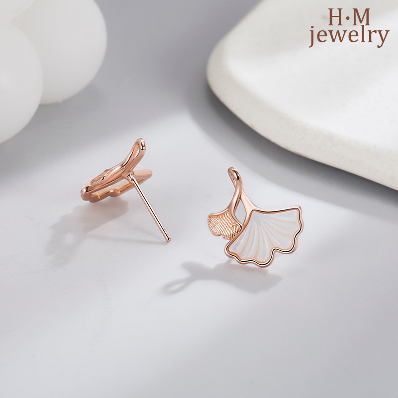 Sansheng Apricot Ginkgo Leaf Ear Studs