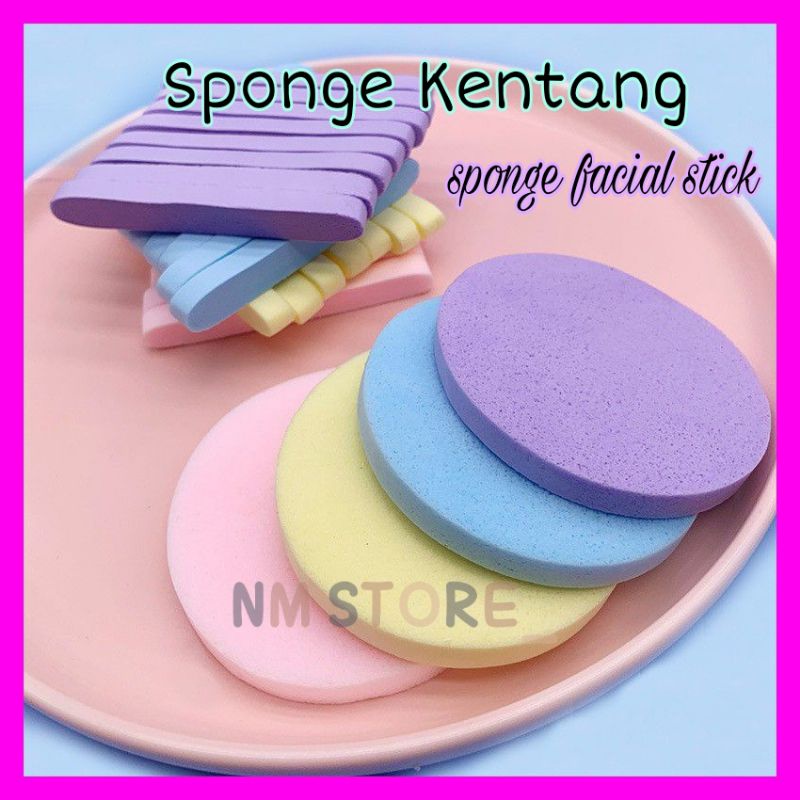 (3pcs, 12pcs)Sponge facial stick/Sponge Masker/ Facial sponge/ Sponge kentang/ Sponge pembersih Wajah