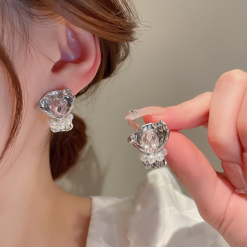 Anting Mutiara Berlian Imitasi Gaya Korea