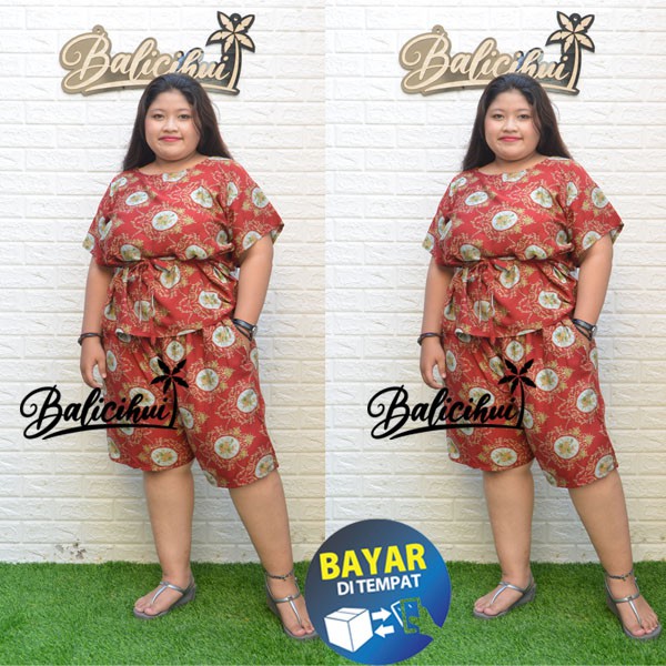 Balicihui Set Baju Tidur Jumbo Wanita Piyama XXL Wanita Setelan Tidur Jumbo XXXL Wanita