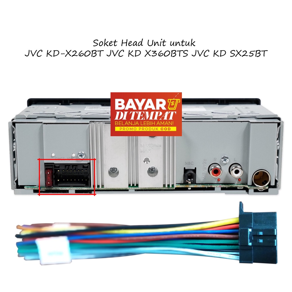 Soket Tape Mobil JVC KD X260BT KD X360BTS KD SX25BT / KDX260BT KDX360BTS KDSX25BT Head Unit