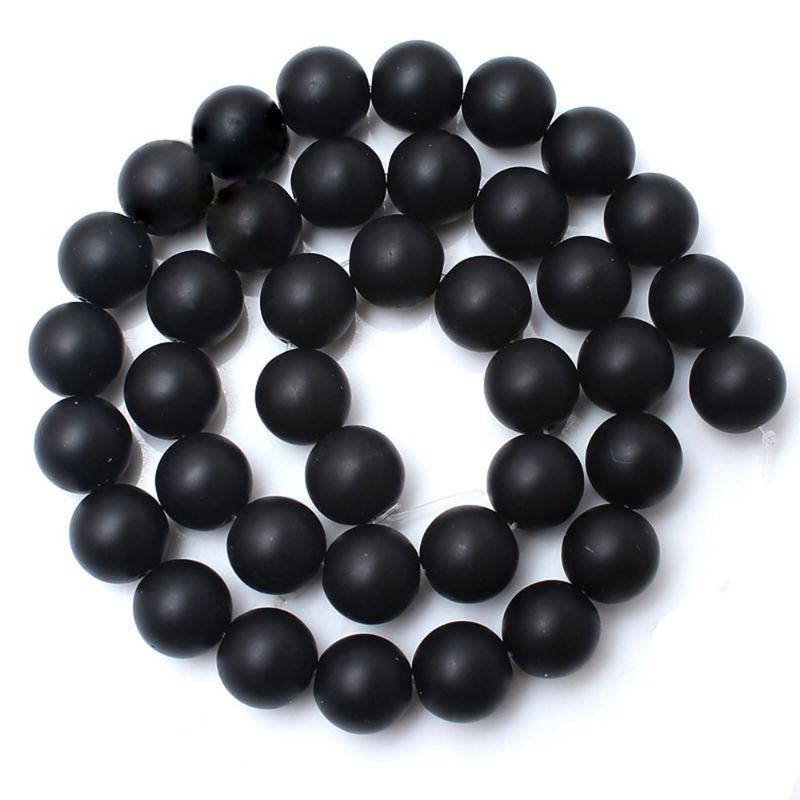 Batu Black Onyx Hitam 4-12mm Untuk Bahan Gelang Kalung Tasbih