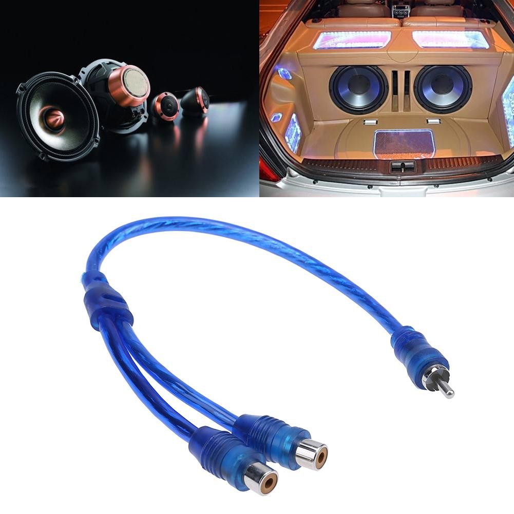 1Pc Kabel Splitter 30cm 2 RCA Female to 1 RCA Male untuk Sistem Audio Mobil Vivid