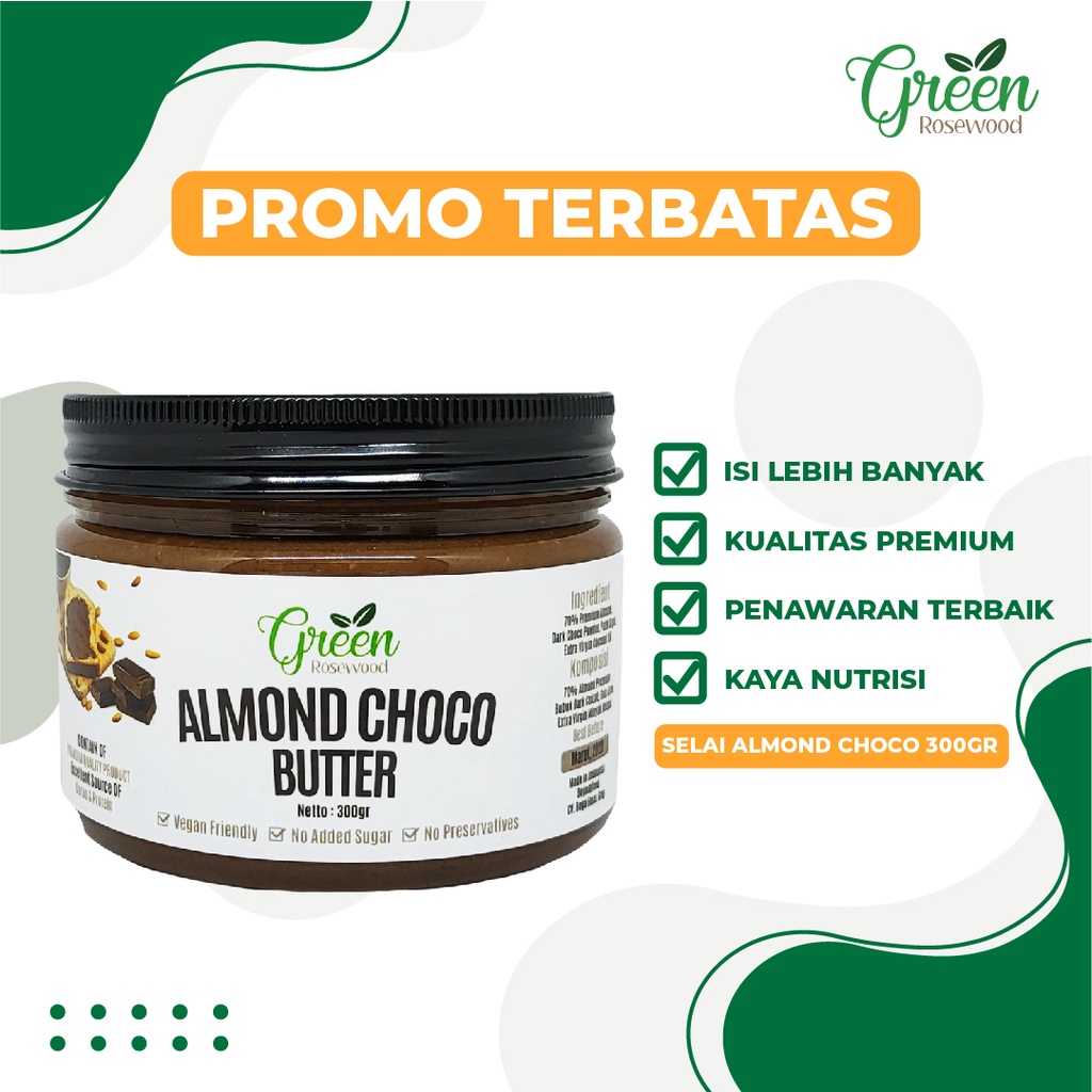 

SELAI ALMOND COKLAT 300 GRAM PREMIUM - ALMOND CHOCO BUTTER GLUTEN FREE