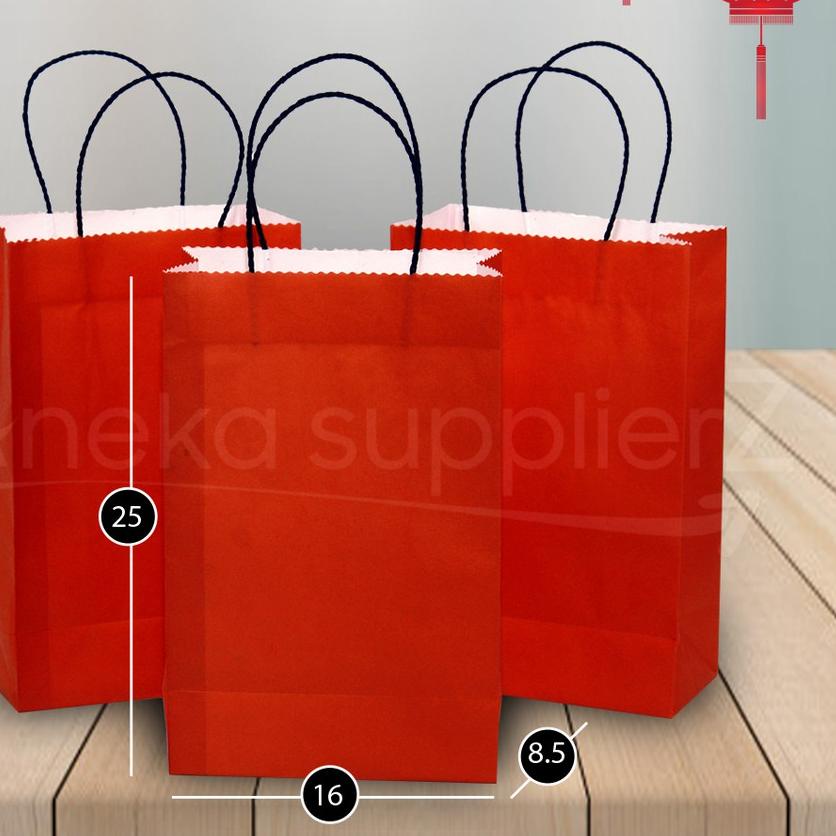 

✦ Paper Bag Merah - Paper Bag Imlek - Paper Bag Natal |M1 - 16x8.5x25 cm (25pc) ❆