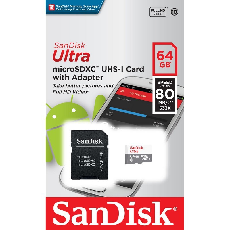 Sandisk Ultra Micro SDHC,SDXC With Adapter 32/64/128/564GB Original