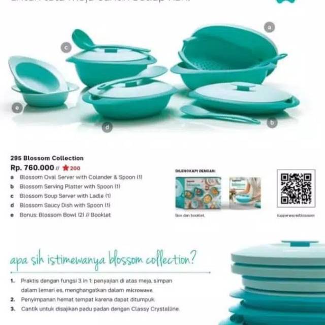 Tupperware blossom  collection blue biru